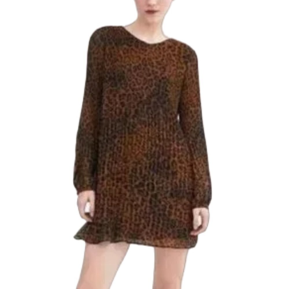 NWT Zara TRF Collection Micro Pleat Animal Print Tunic Romper Dress